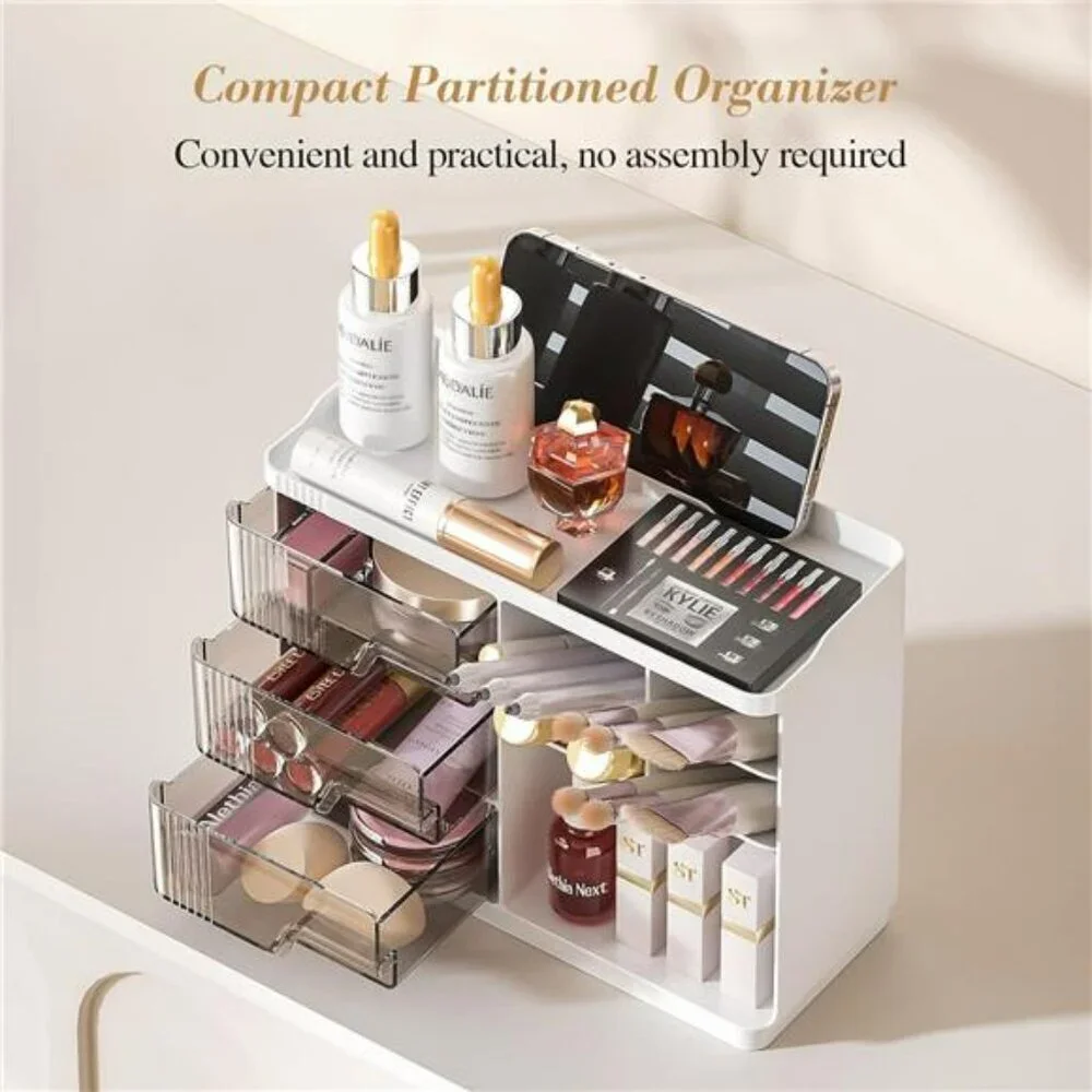 makeup organizer with drawers stackable vanity storage for skincare brushes